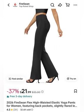 High-Waisted Flared Yoga Pants – Black